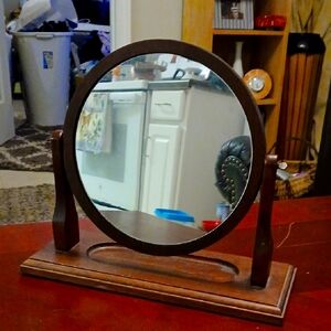Elegant Brown Wooden Vanity Mirror